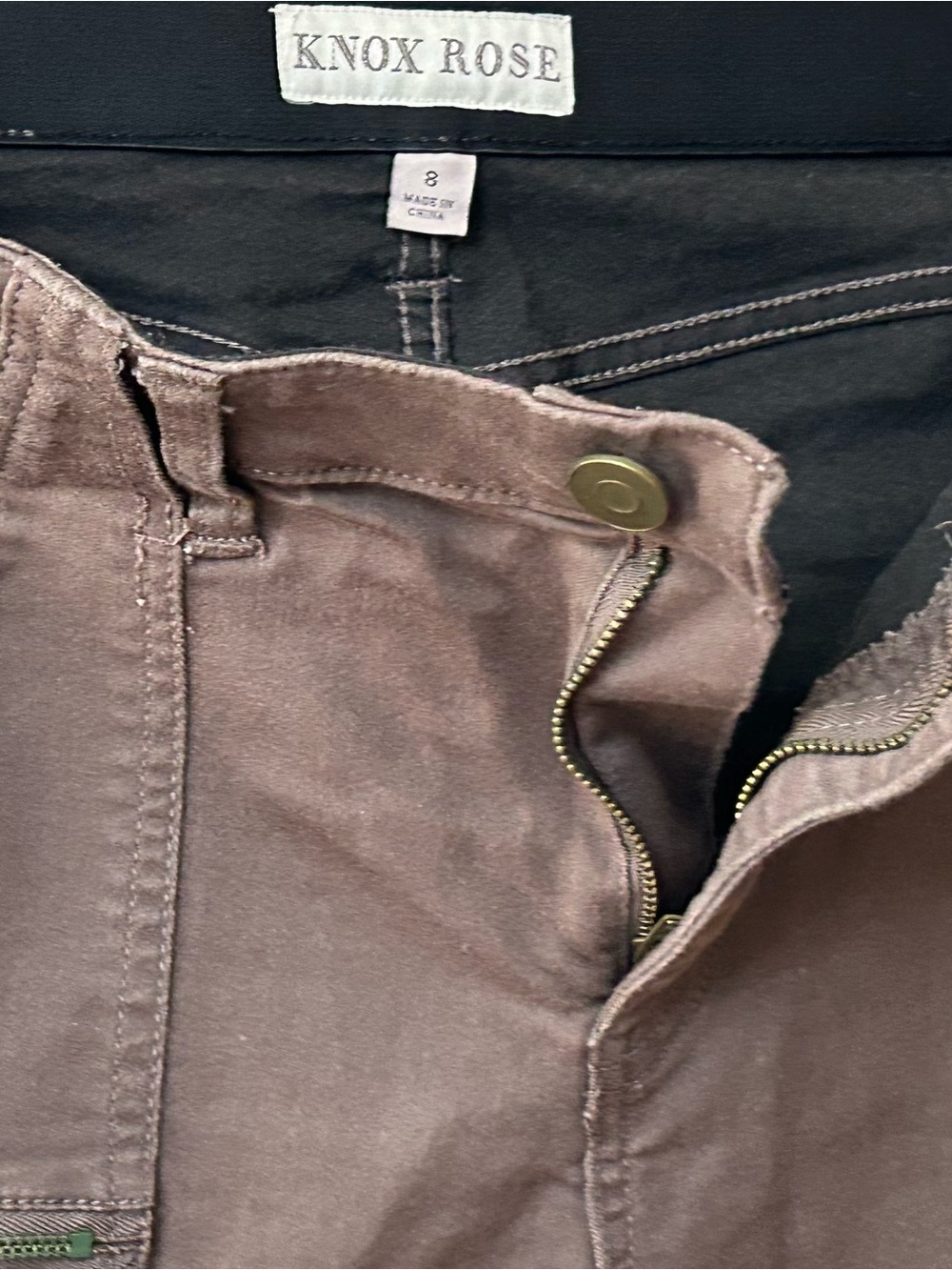 Knox Rose Chocolate Brown Zip-Front Pants size 8 - Picture 3 of 7